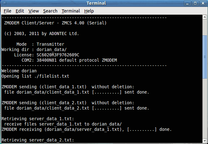ZMODEM, Kermit Klient und Server, Serielle Kommunikation für Linux
